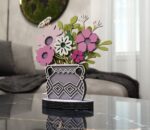 Florero de mandala 3D multicapa para corte láser | Archivo SVG y DXF para decoración de mesa - Imagen 3