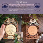 Juego de recuerdo de alas de ángel para corte láser - Adorno memorial y decoración del hogar en SVG y PDF