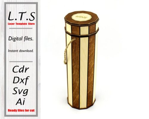 Caja de vino de madera cortada a láser | Archivos CDR, DXF, AI, SVG para CNC | Descarga instantánea