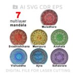 Conjunto de 7 Vectores de Chakras en Madera para Corte CNC SVG - Arte Digital Multicapa