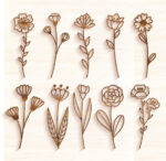 Paquete de 50 Flores Silvestres SVG DXF para Corte Láser Glowforge y Cricut - Adornos de Madera y Regalos - Imagen 4