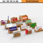 Paquete de 12 Plantillas SVG de Portatarjetas Cortadas a Láser para Glowforge y Cricut