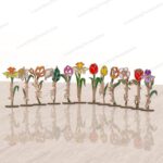 Soporte de madera con flores silvestres - Paquete de 12 archivos SVG y DXF para corte láser CNC - Imagen 3