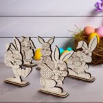 Plantilla SVG para Corte Láser: Decoración de Mesa de Conejo de Pascua - Pack Glowforge DXF - Imagen 4