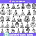 Paquete de Archivos SVG y DXF de Buda - Imágenes Prediseñadas para Cortes Láser y Proyectos Zen
