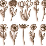 Paquete de 50 Flores Silvestres SVG DXF para Corte Láser Glowforge y Cricut - Adornos de Madera y Regalos