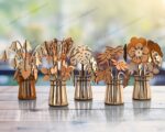 Plantilla SVG para jarrón de flores 3D cortado a láser - Decoración de mesa con archivo DXF y Glowforge