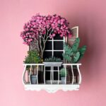 Balcón SVG en Capas con Plantas Suculentas y Flores para Corte Láser - Archivos de Decoración Pared