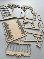 Balcón SVG en Capas con Plantas Suculentas y Flores para Corte Láser - Archivos de Decoración Pared - Imagen 9