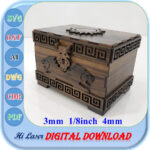 Plantilla de cofre del tesoro para corte láser - Caja de regalo SVG para joyería 3mm y 4mm