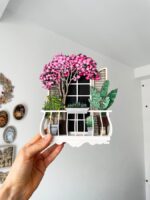 Balcón SVG en Capas con Plantas Suculentas y Flores para Corte Láser - Archivos de Decoración Pared - Imagen 3