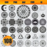 Paquete de 108 Símbolos de Geometría Sagrada para Corte Láser - Archivos SVG, AI, CDR, DXF y PNG
