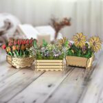 Paquete de 3 macetas 3D de madera para decoración, archivo SVG cortado a láser, patrón DXF mandala Glowforge - Imagen 3