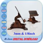 Soporte para teléfono cortado con láser, ángulo giratorio, archivos SVG, DXF, Ai, 3 mm y 1/8"