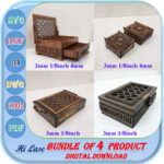 Paquete de caja de madera cortada a láser para 4 joyas - Archivos SVG, DXF, AI para regalos