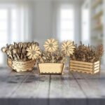 Paquete de 3 macetas 3D de madera para decoración, archivo SVG cortado a láser, patrón DXF mandala Glowforge