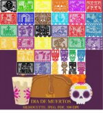 Papel Picado Clip Art para Día de Muertos - Set de Arte Mexicano en Jpeg, Pdf 300DPI, Descarga Inmediata