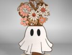 Flores Fantasmas 3D para Halloween - Archivo SVG Multicapa para Corte Láser Glowforge - Imagen 3