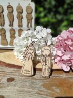 Centro de Mesa Angel de Mi Guarda en Madera con Silueta de Luna y Estrellas - 15x15 cm - Imagen 5