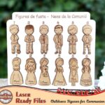 Centro de Mesa Angel de Mi Guarda en Madera con Silueta de Luna y Estrellas - 15x15 cm