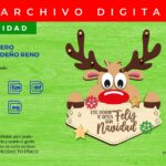 Letrero de Reno Navideño para Corte Láser - Archivo Digital de Adorno Navideño