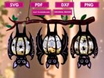 Plantilla SVG de Linterna de Murciélago para Halloween - Lámpara DIY Cortada en Papel
