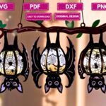 Plantilla SVG de Linterna de Murciélago para Halloween - Lámpara DIY Cortada en Papel