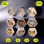 Paquete de diseño de bancos hexagonales para corte láser - Archivos cdr, dxf, ai, svg, pdf incluidos