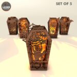 Candelabros de ataúdes para Halloween - Archivos SVG y DXF para corte láser y manualidades creativas - Imagen 9