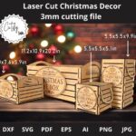 Caja de almacenamiento con tapa abatible - Archivos SVG para corte láser Glowforge - 4 tamaños disponibles