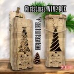 Caja de Vino SVG Cortada con Láser para Regalo, Portabotellas Navidad y Planos CNC de Madera 3mm