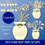 Calendario de jarrones de flores 2025 - Archivos SVG, DXF, AI y PDF para corte láser - Imagen 4