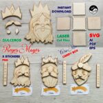 Dulceros Reyes Magos SVG para Corte Láser - Plantillas Incluidas + Pegatinas Estrella Navideña PNG - Imagen 4