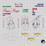 Dulceros Reyes Magos SVG para Corte Láser - Plantillas Incluidas + Pegatinas Estrella Navideña PNG - Imagen 5