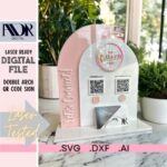 Letrero Doble Arco SVG con Tarjetero para Cortadora Láser y Grabado - Plantilla Descargable