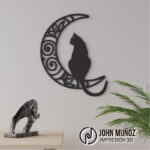 Gato Lunar – Archivo para Corte Láser | Diseño Decorativo Místico para Pared en MDF o Acrílico
