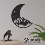 cuadro decorativo - Bosque y luna - plantilla CNC corte laser