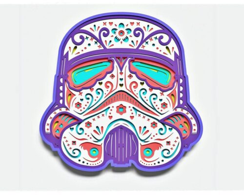 Diseño de Casco Espacial en Capas para Corte Láser y Cricut - Archivo SVG Vectorial