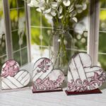 Juego de 3 corazones granja Flourish SVG para corte láser Glowforge - Descarga digital