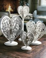 Conjunto de 4 corazones 3D SVG para corte láser y Glowforge - Arte popular digital descargable