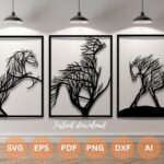 Archivo de corte láser de caballos - SVG, DXF, EPS, AI, PNG y PDF para arte de pared y Glowforge