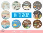 Letreros SVG Personalizados para Guardería: Nombres de Bebé y Diseño Redondo en Madera Corte Láser