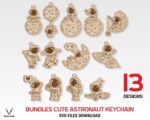 Paquete de archivos SVG de llavero espacial y astronauta para corte láser Glowforge