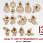 Paquete de archivos SVG de llavero espacial y astronauta para corte láser Glowforge