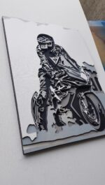 Arte en capas de motocicleta cortado con láser | Decoración moderna multicapa para pared - Imagen 2
