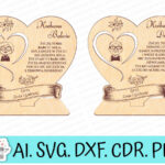 Regalo personalizado para abuelos: Estatuilla en forma de corazón SVG cortada con láser