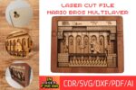 Escenario Multicapa Mario Bowser - Archivo Corte Láser SVG, DXF, AI, CDR y PDF para Decoración 10 Capas