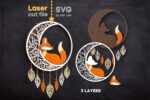 Paquete SVG Atrapasueños para Corte Láser - Decoración de Pared de Búho, Zorro, Hojas y Luna - Imagen 2