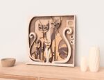 Decoración de pared 3D abstracta de familia de gatos - Vector para corte láser en SVG, AI, DXF y PDF - Imagen 3