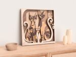 Decoración de pared 3D abstracta de familia de gatos - Vector para corte láser en SVG, AI, DXF y PDF - Imagen 2